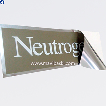 Metalize sticker baskı örneği - Mavi Baskı