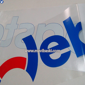 Şeffaf Sticker baskı, şeffaf sticker serigrafi baskı, Şeffaf Sticker ofset baskı, tek taraflı şeffaf sticker baskı, çift taraflı şeffaf sticker baskı